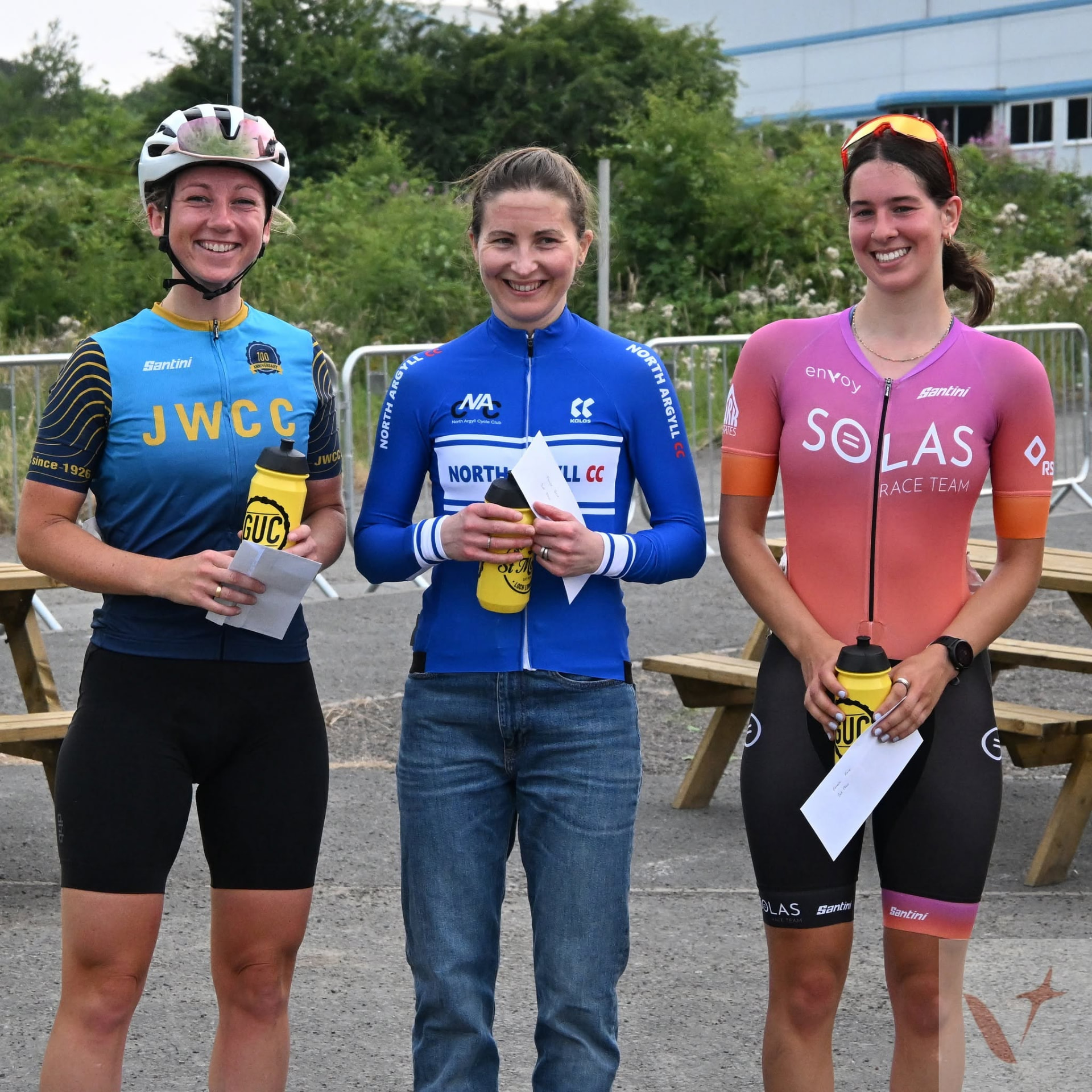 A Johnstone Wheelers rider on the podium after a road race